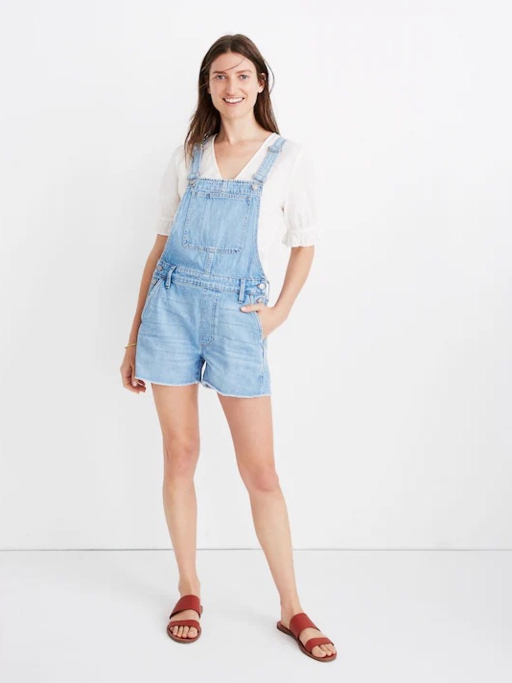 Madewell Adirondack Short Overalls Phillips Wash Light Blue Denim Jean Medium